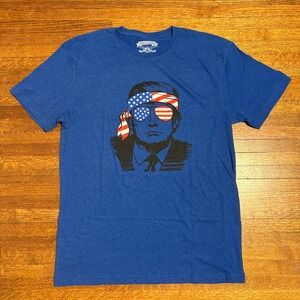 Trump‎ I Love My Freedom T Shirt Blue Patriotic  Graphic Tee Size L